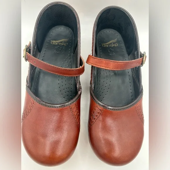 Dansko Marcella Mary Jane Clogs Red Brown Leather Shoes women’s 40 9.5-10 - Picture 6 of 11